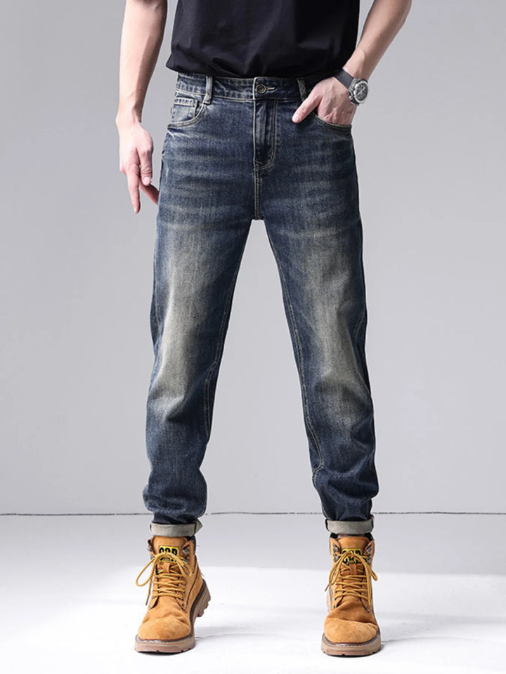 Men's Washed Straight Leg Jeans - cas7m
