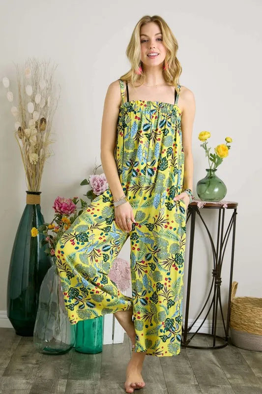 ADORA Elastic Detail Tropical Jumpsuit - cas7m