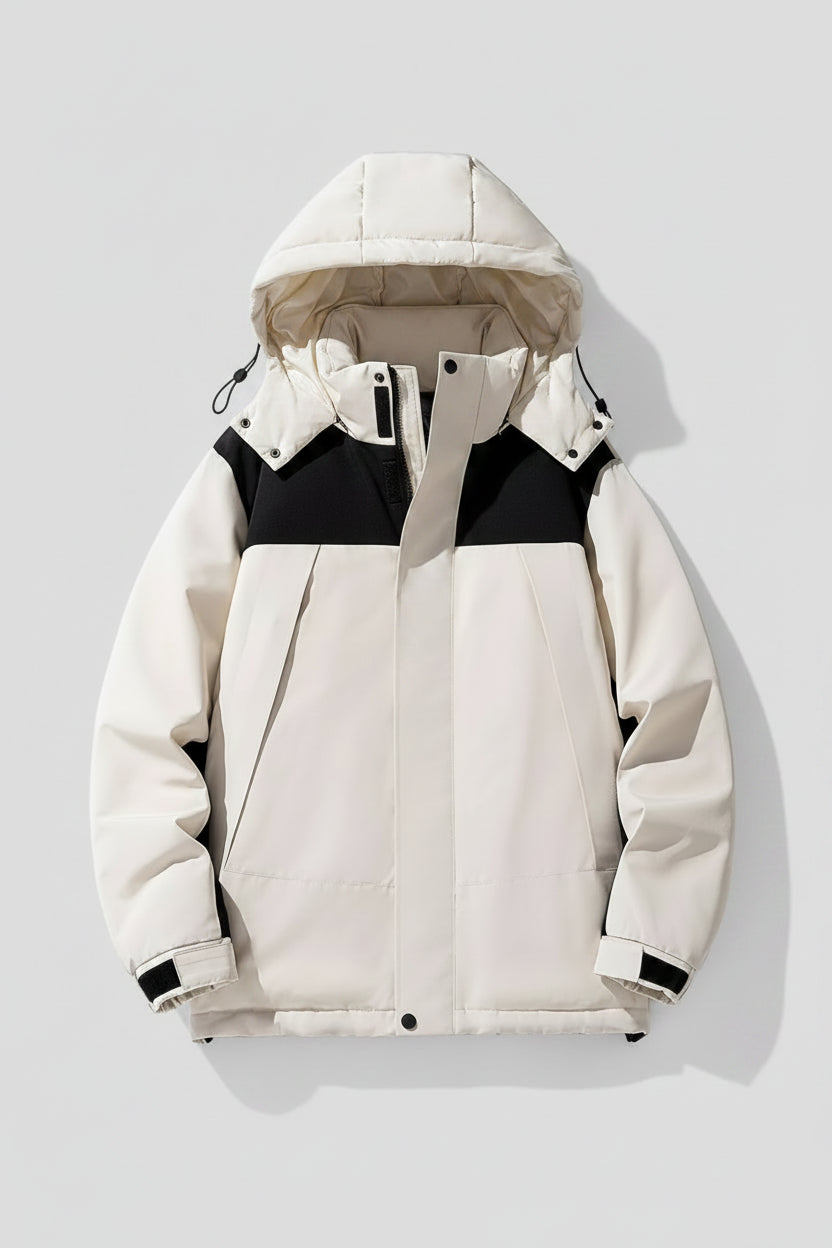 Men's Plus Size Hooded Color Block Padded Winter Coat - cas7m