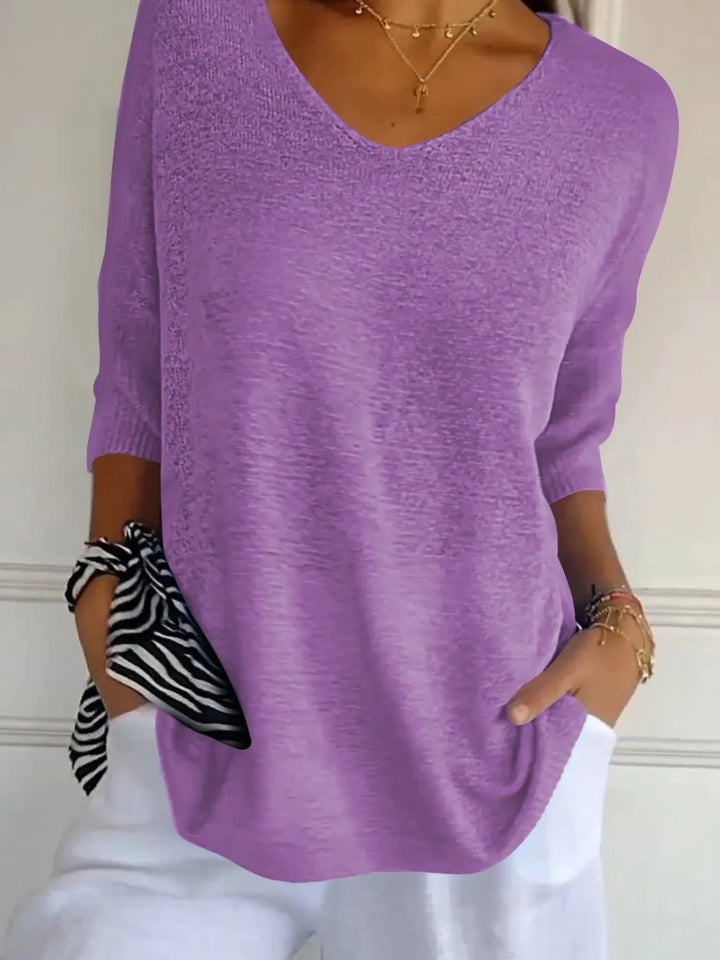 Full Size Relaxed Fit Ribbed Hem Sweater Plus Size - cas7m