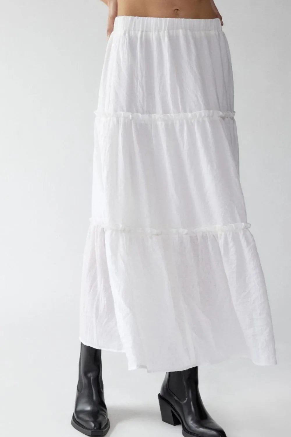 Frill Elastic Waist Skirt - cas7m
