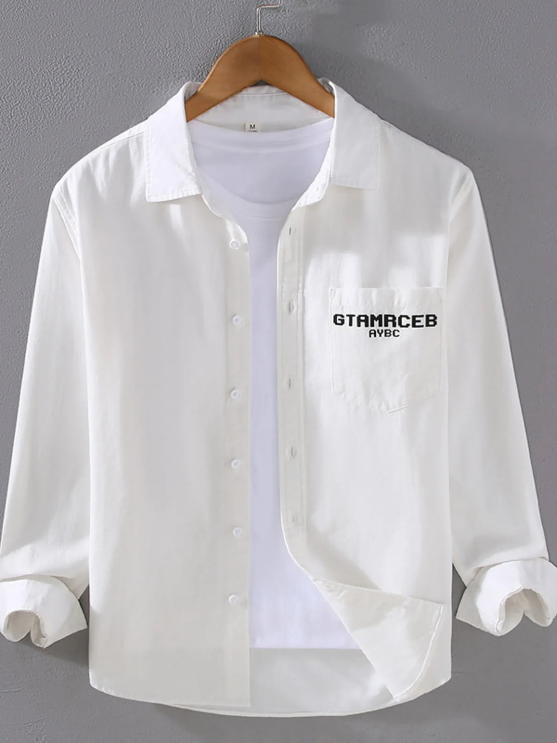 Men's Plus Size Button Up Long Sleeve Shirt - cas7m