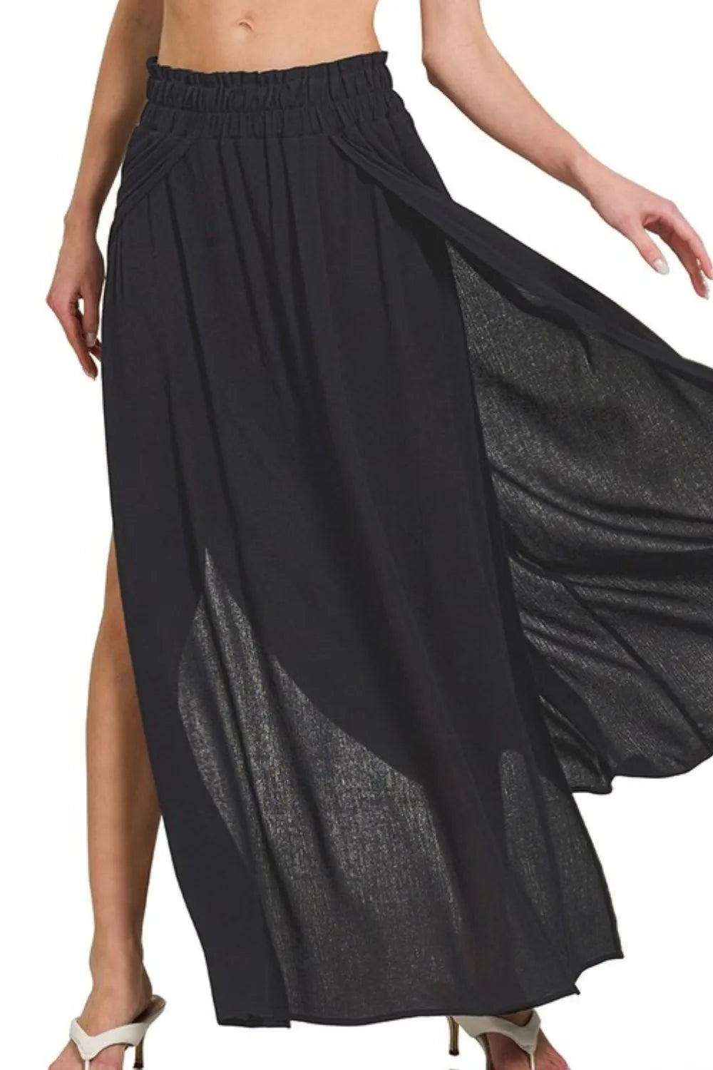 Zenana Woven Crinkle Gauze Long Skirts - cas7m