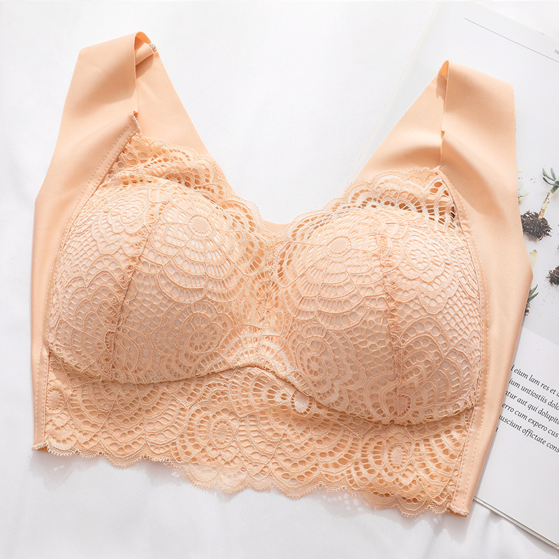 Sports Seamless Vest Bra for Women, Plus Size, Wire-free, Lace, Full Cup - cas7m