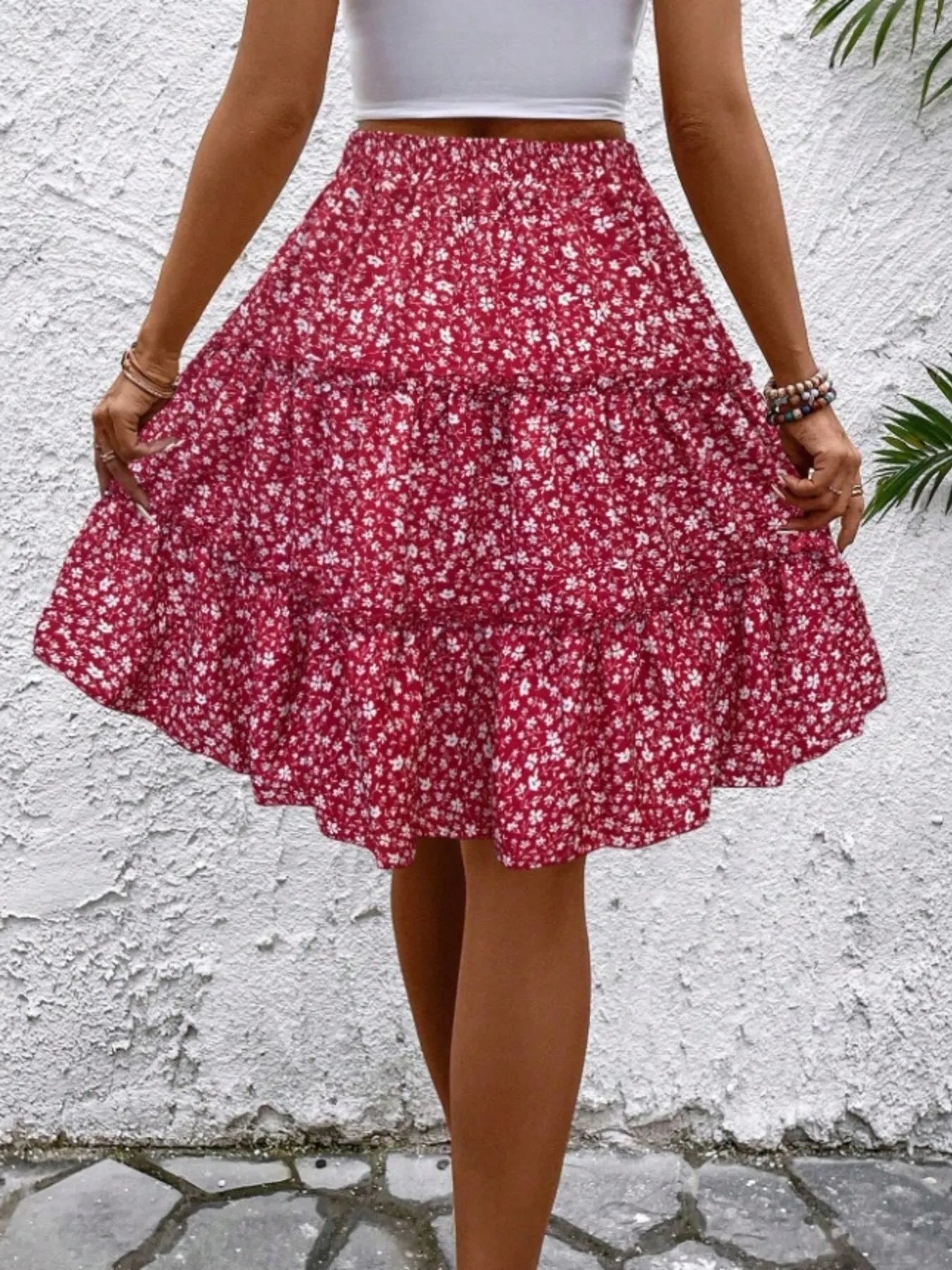 Floral Print Midi Skirt - cas7m