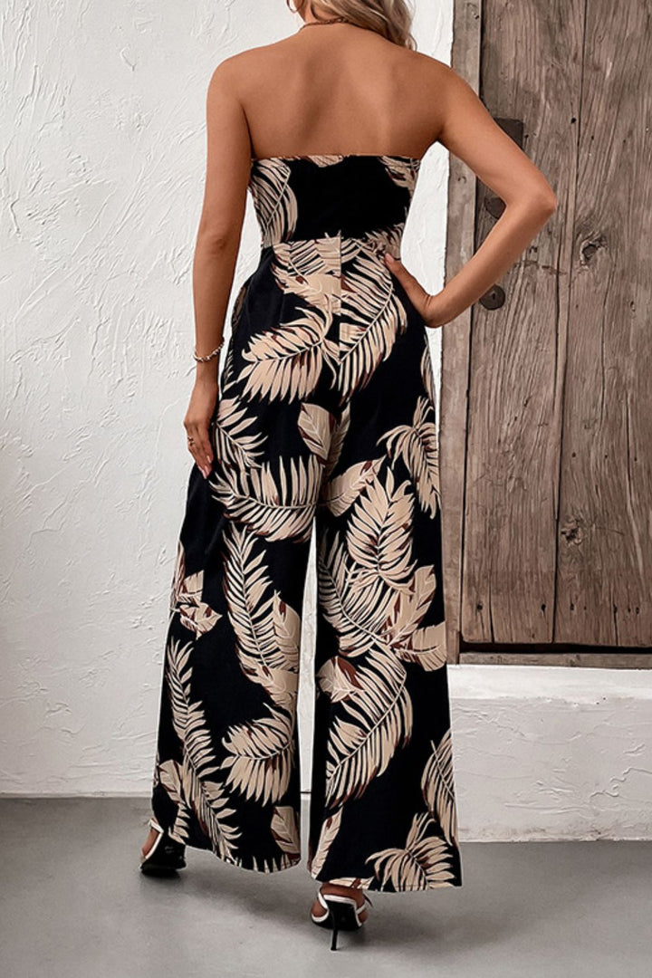 Chic Urban Printed Sleeveless Belted Maxi Dress - Polyester - cas7m