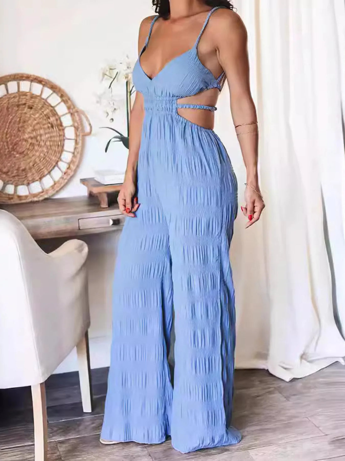 Cut-Out Wide Leg Jumpsuit - cas7m