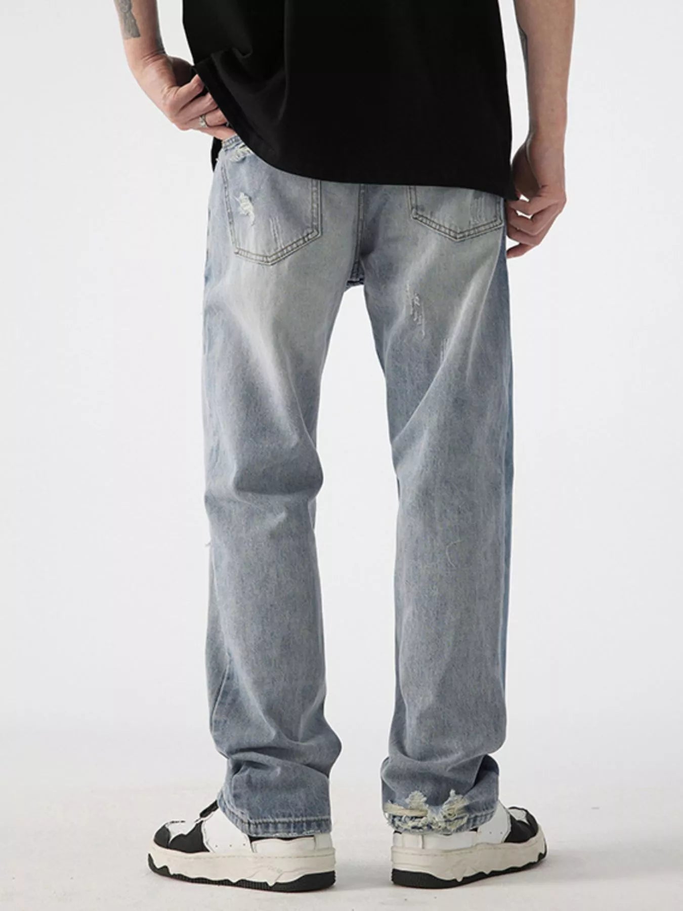Men's Distressed Wide Leg Jeans - cas7m