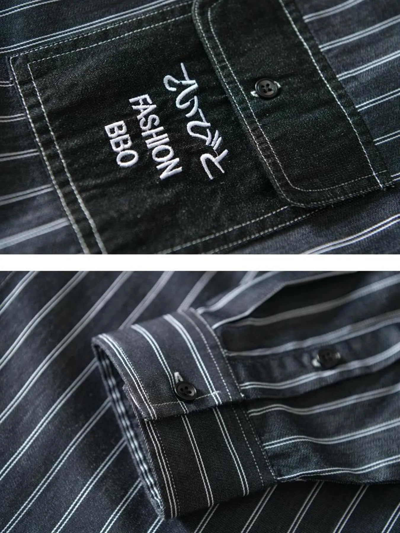 Men's Plus Size Striped Button Up Long Sleeve Shirt - cas7m