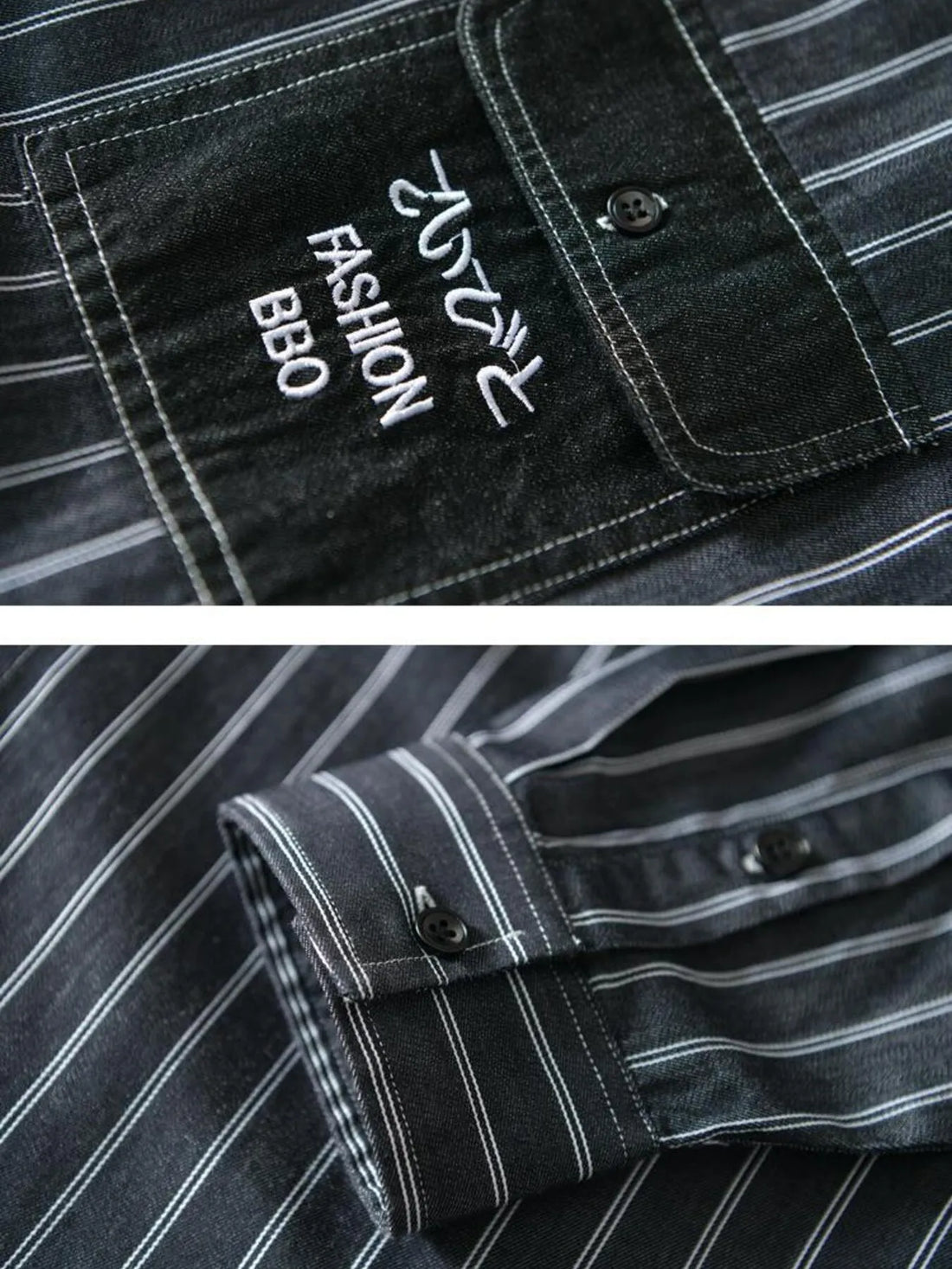 Men's Plus Size Striped Button Up Long Sleeve Shirt - cas7m