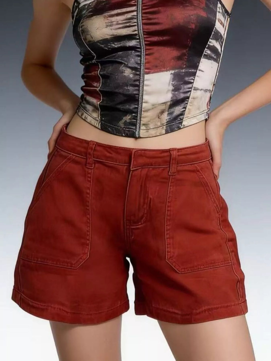 Pocketed Denim Shorts - cas7m