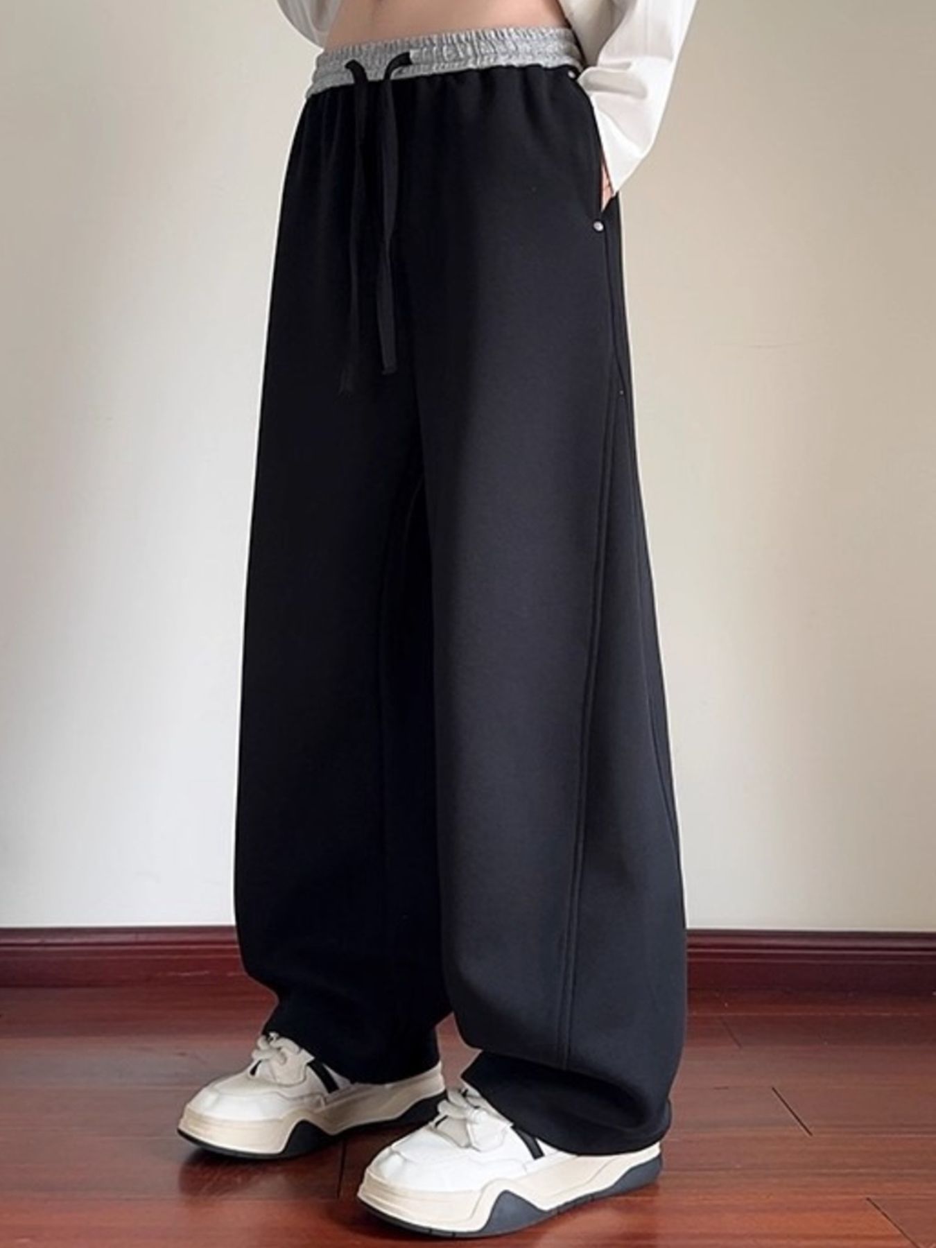 Men's Plus Size Drawstring Wide Leg Pants - cas7m