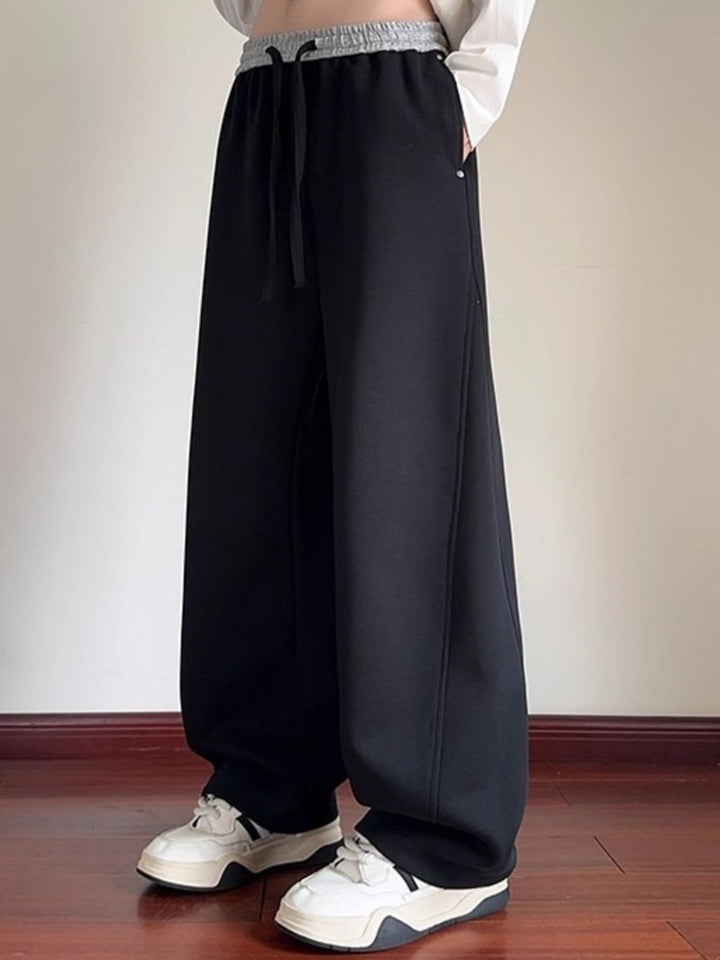 Men's Plus Size Drawstring Wide Leg Pants - cas7m