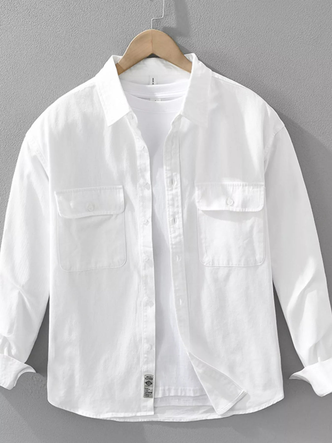 Men's Plus Size Button Up Long Sleeve Shirt - cas7m