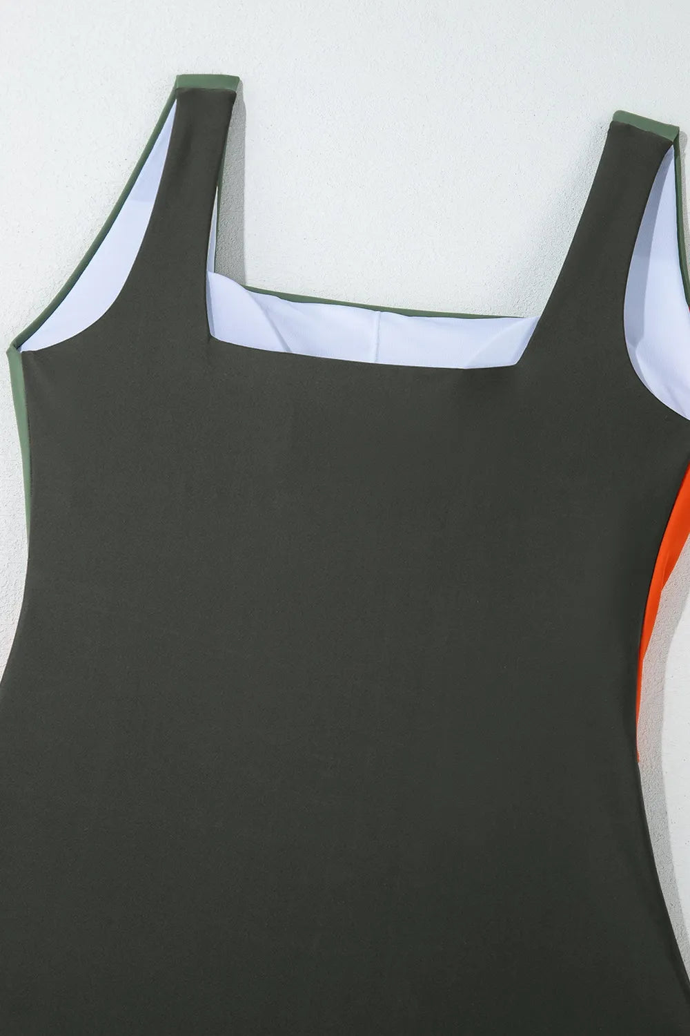Color Block Padded Square Neck One Piece Swimsuit - cas7m