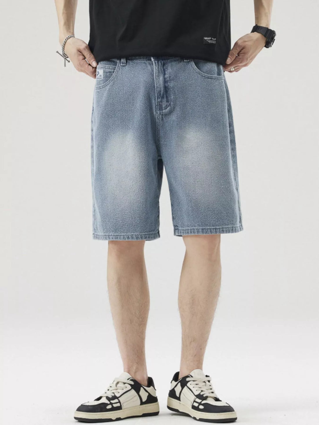 Men's Wide Leg Denim Shorts - cas7m