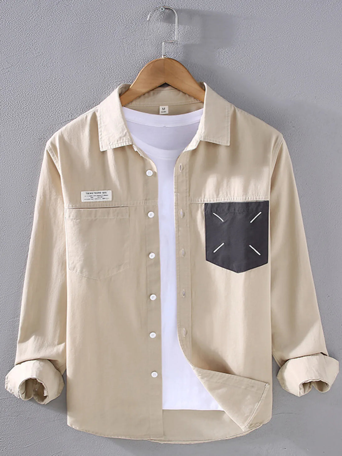 Men's Plus Size Button Up Long Sleeve Shirt - cas7m