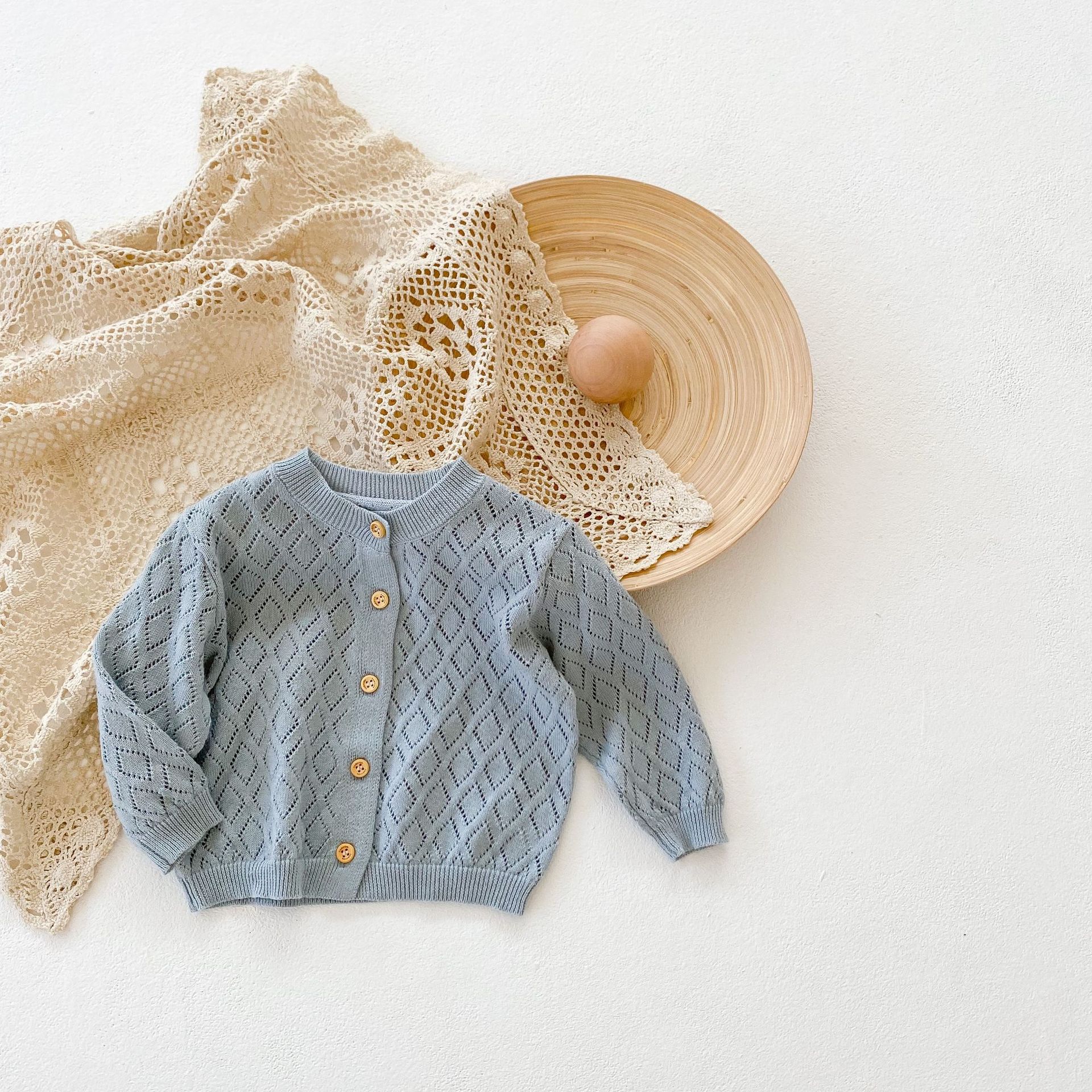New Sweet Rhombus Hollow Long Sleeve Small Jacket - cas7m
