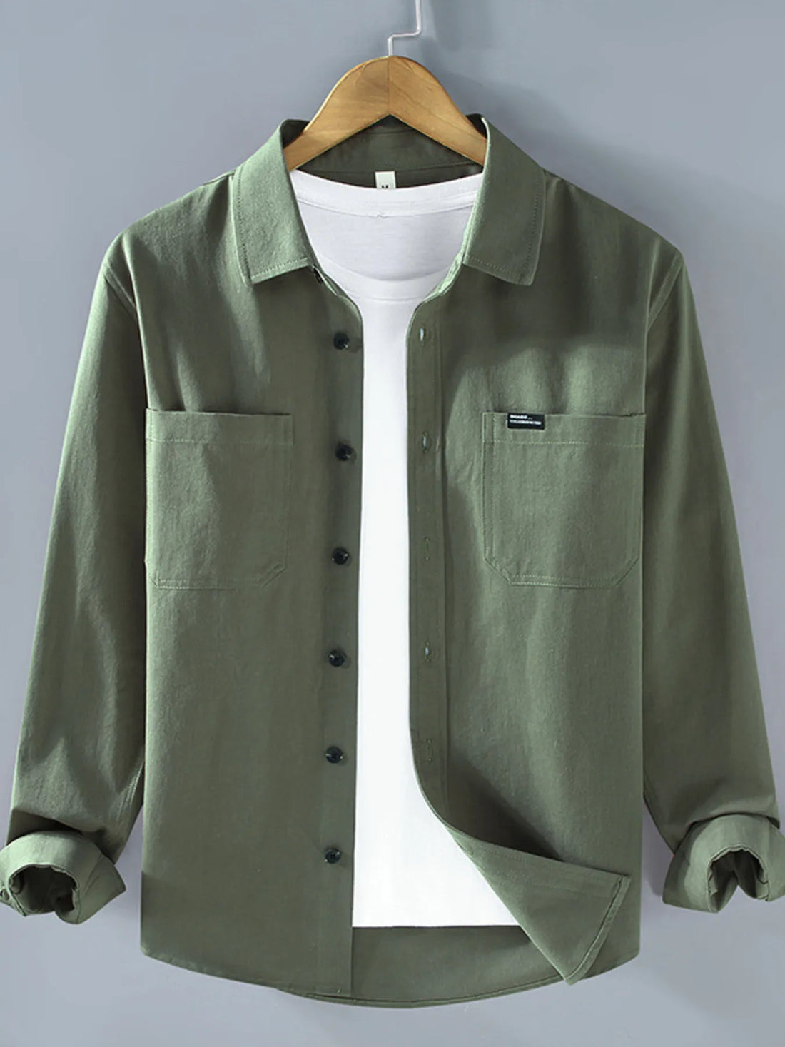 Men's Plus Size Button Up Long Sleeve Shirt - cas7m