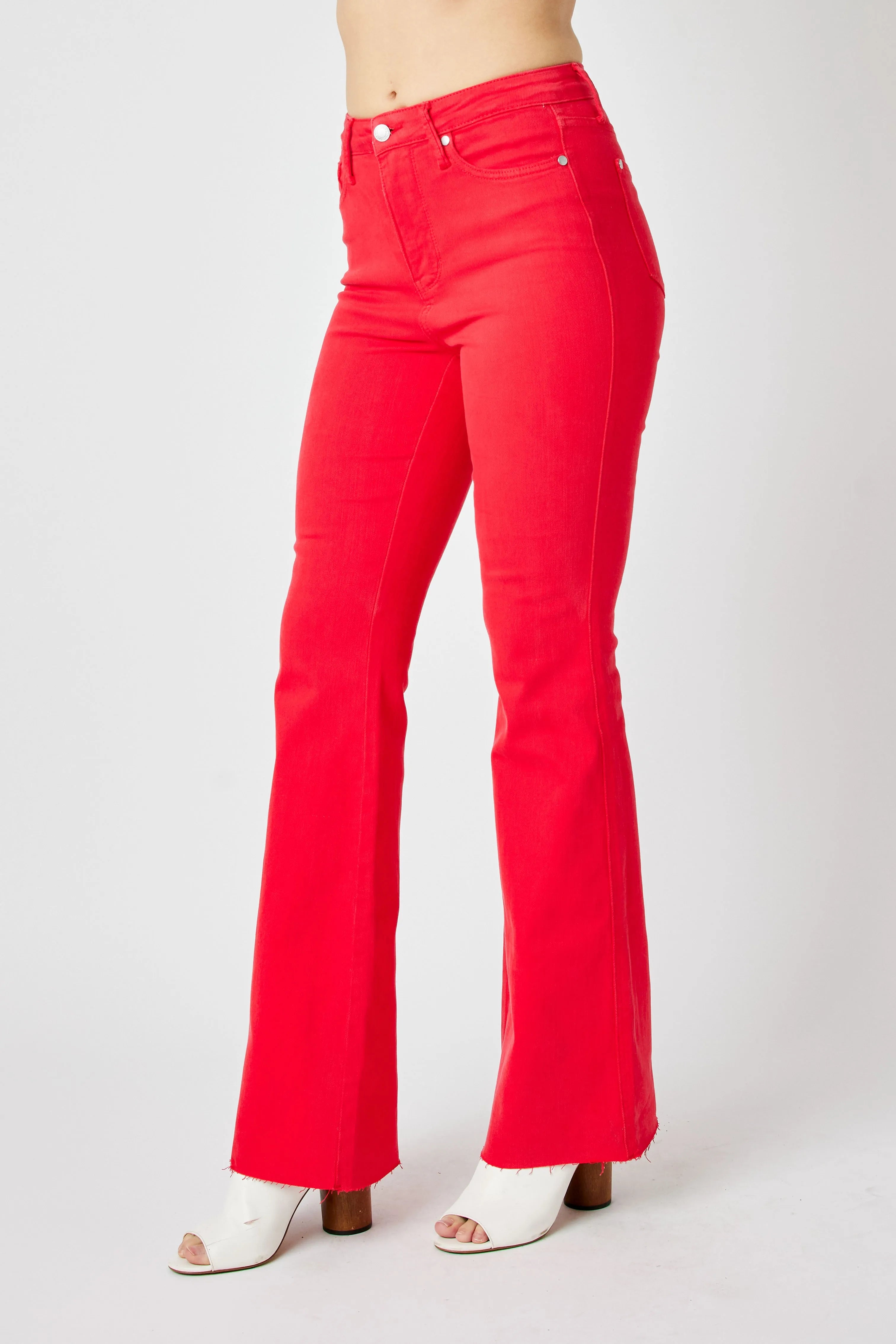 Judy Blue Full Size Hw Tummy Control Garment Dyed Flare Jeans Plus Size - cas7m