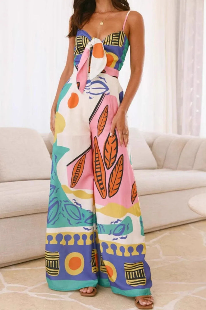 Printed Wide Leg Cami Jumpsuit - cas7m