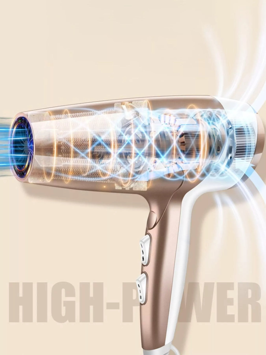 Salon-Quality High Power Hair Dryer with Ionic Frizz Control - cas7m