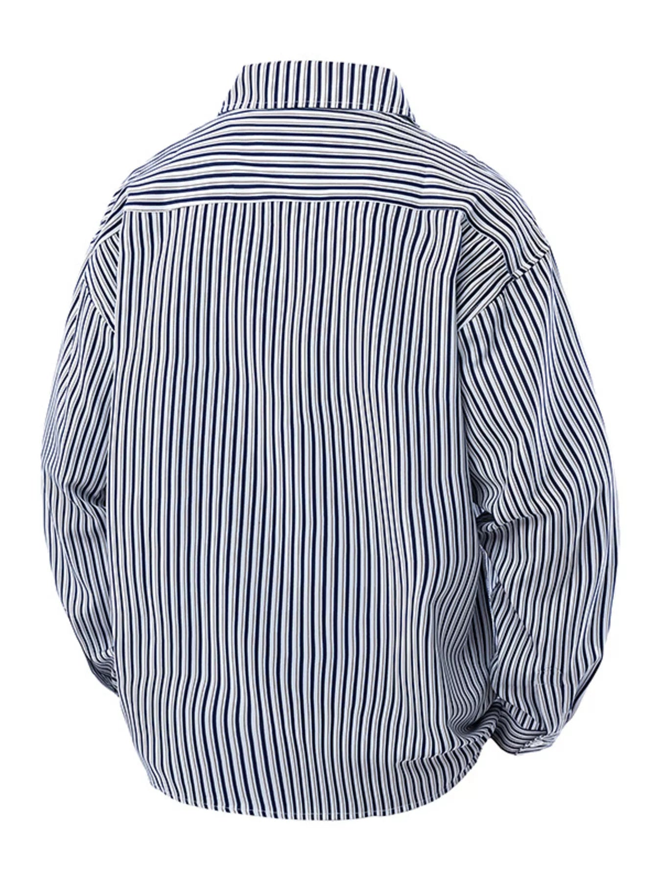 Men's Plus Size Striped Casual Long Sleeve Shirt - cas7m