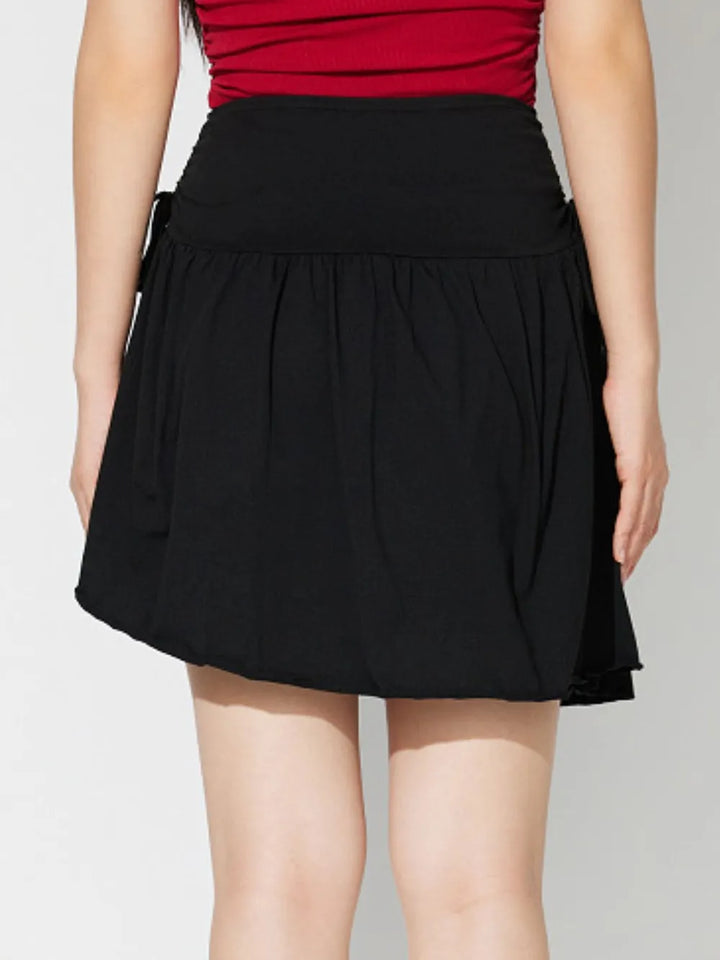 "women's asymmetric hem mini skirt side tie" - cas7m