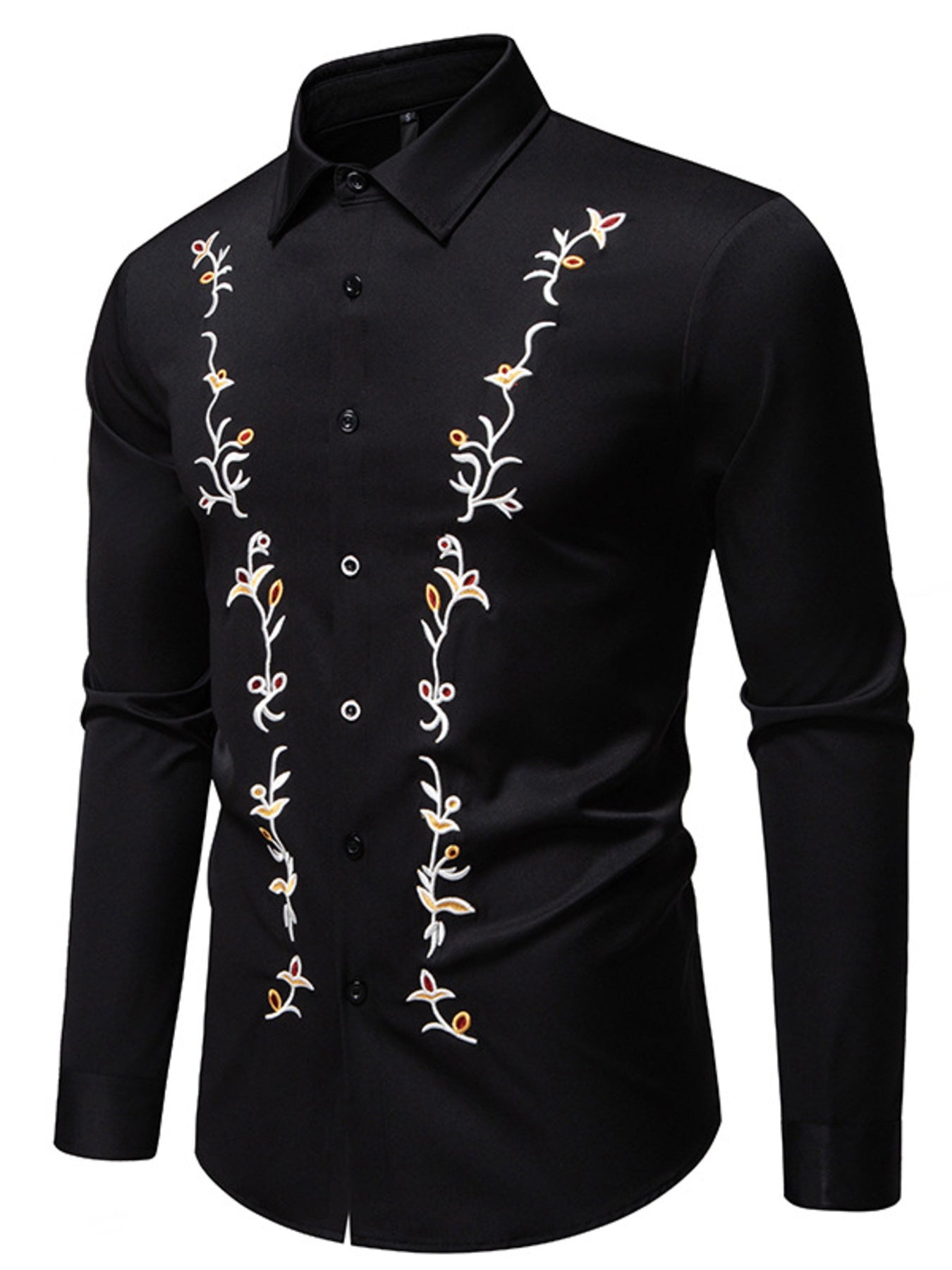 Men's Embroidered Long Sleeve Shirt - cas7m