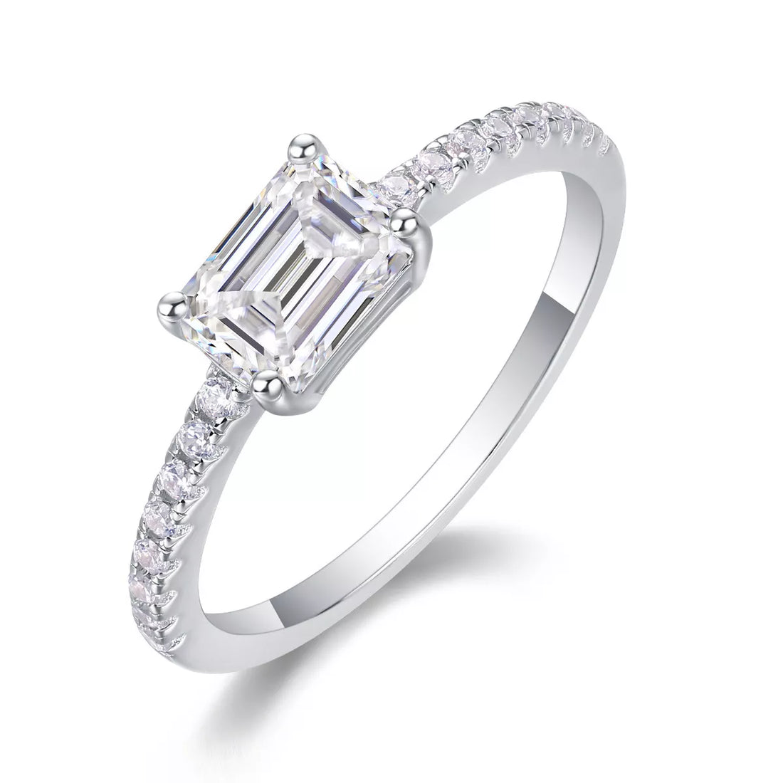 1 Carat 925 Sterling Silver Moissanite Geometric Ring - cas7m