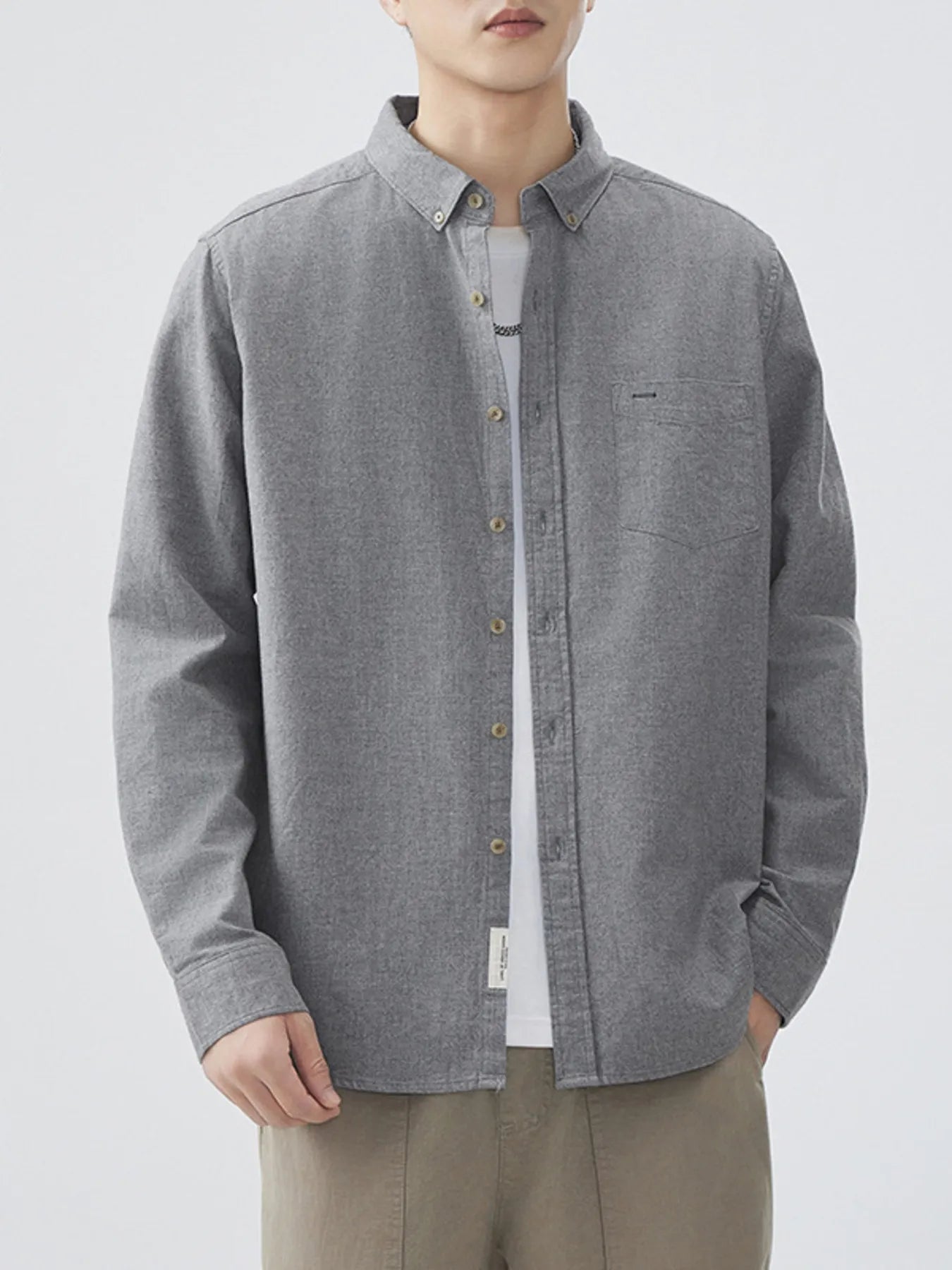 Men's Plus Size Button Up Long Sleeve Shirt - cas7m