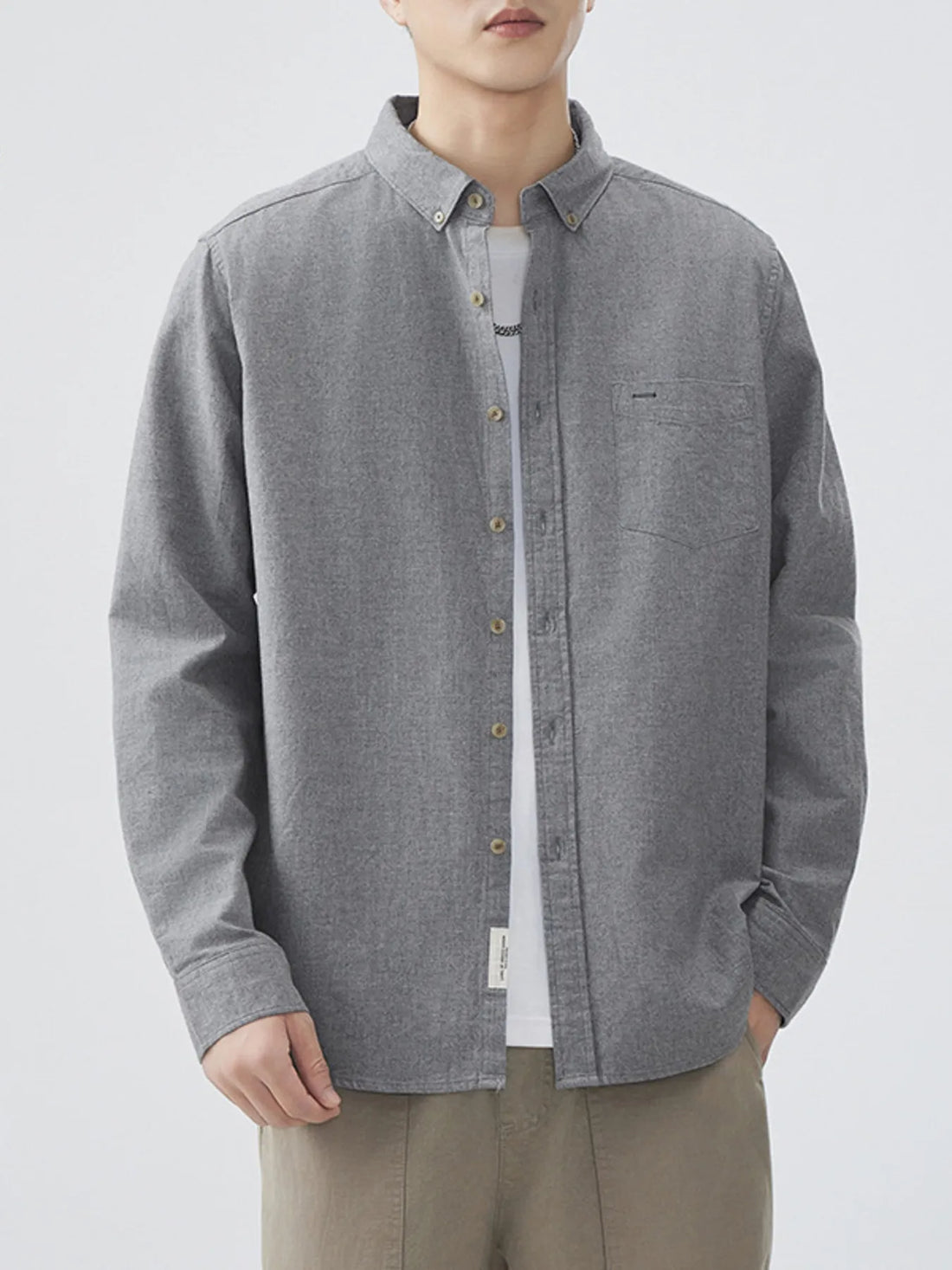 Men's Plus Size Button Up Long Sleeve Shirt - cas7m