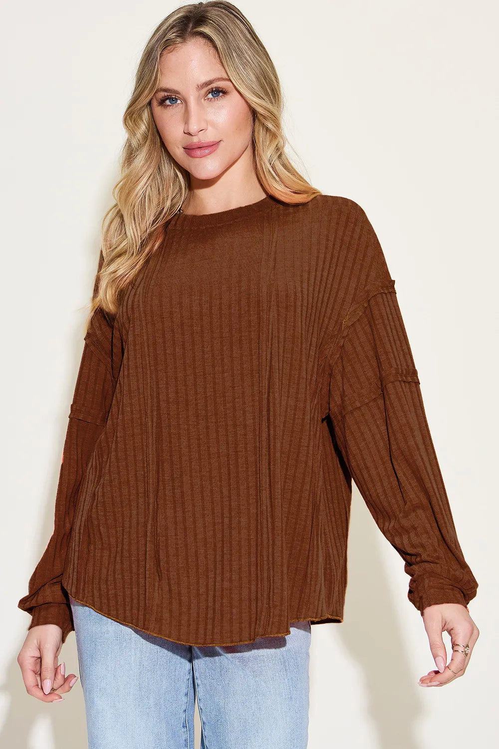 Basic Bae Full Size Ribbed Round Neck Long Sleeve T-Shirt - cas7m