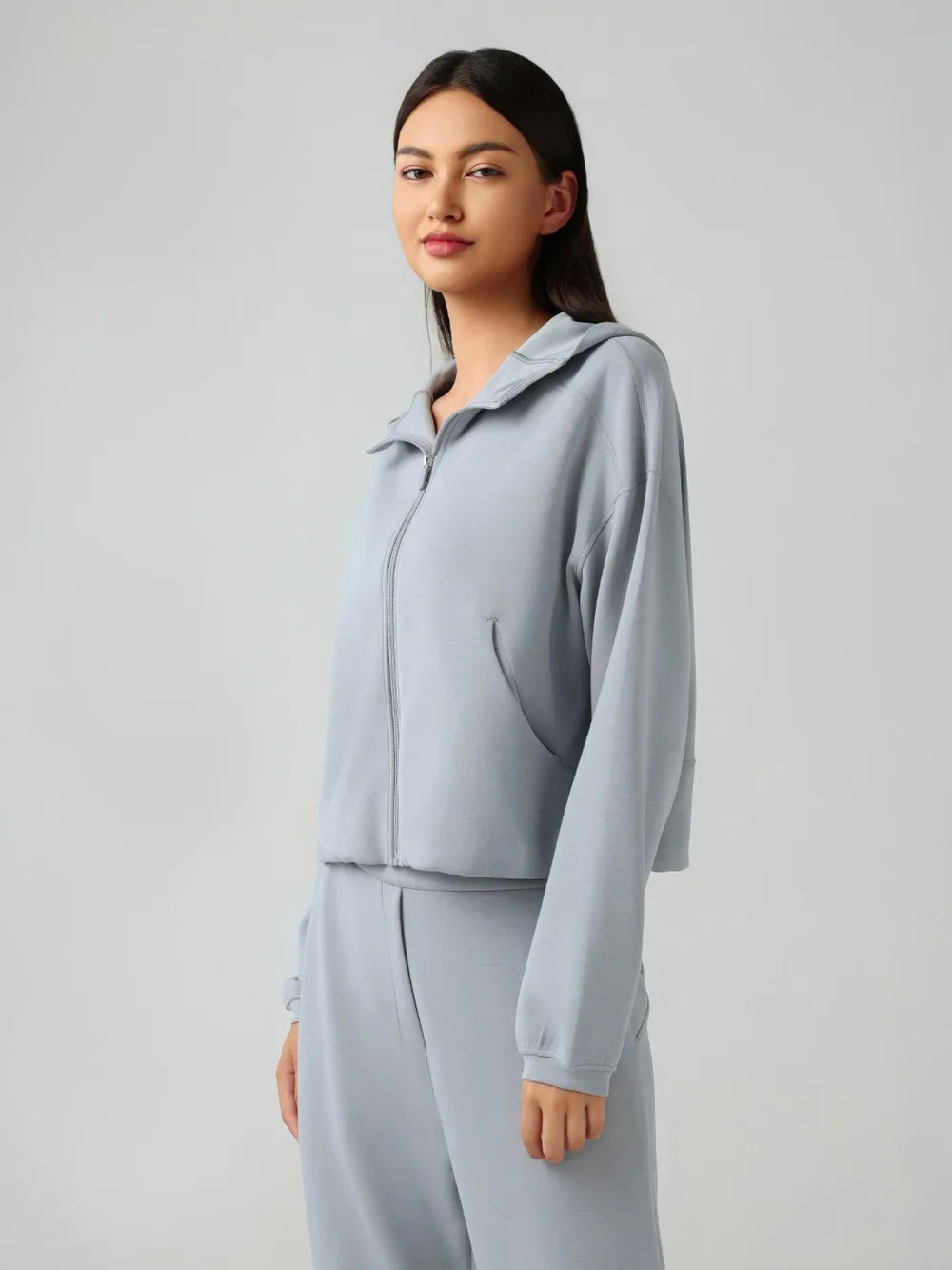 Millennia Zip Up Dropped Shouder Active Hooded - cas7m