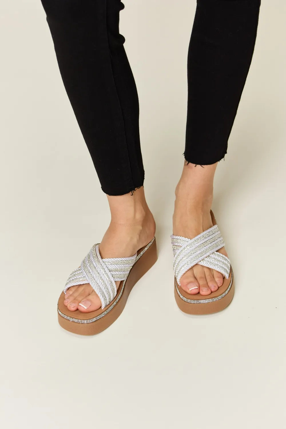 Forever Link Rhinestone Platform Wedge Sandals - cas7m