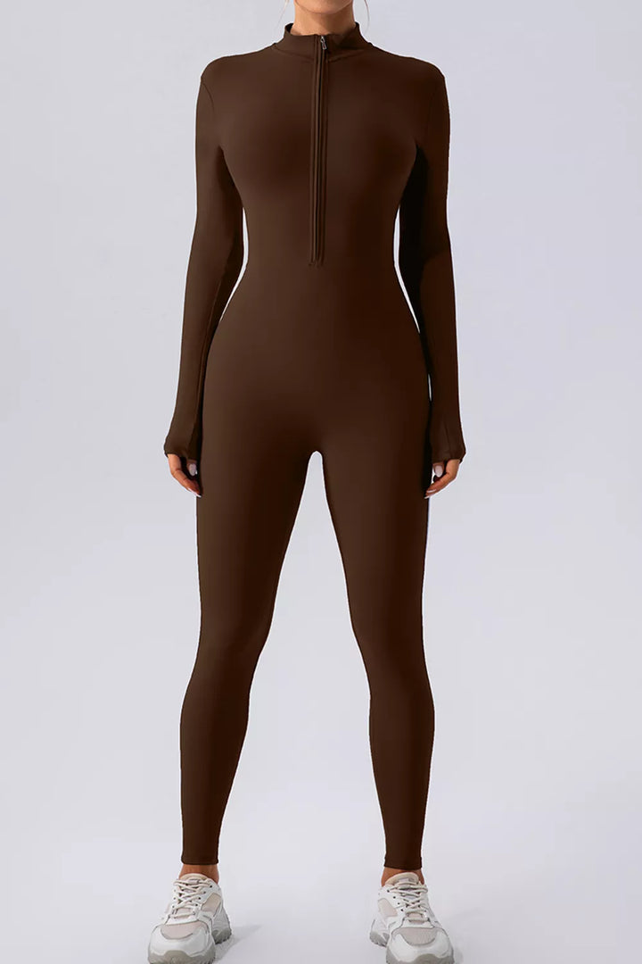 Half Zip Mock Neck Active Jumpsuit - cas7m