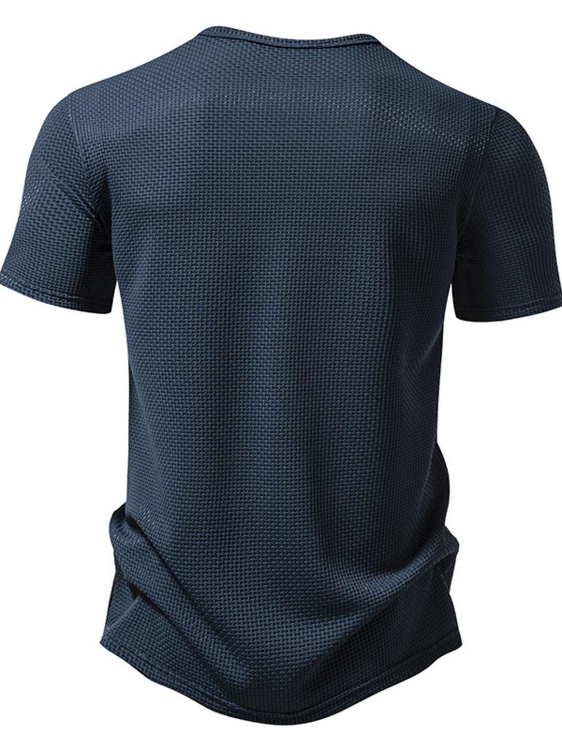 Men's Textured Henley Button Detail T-Shirt - cas7m