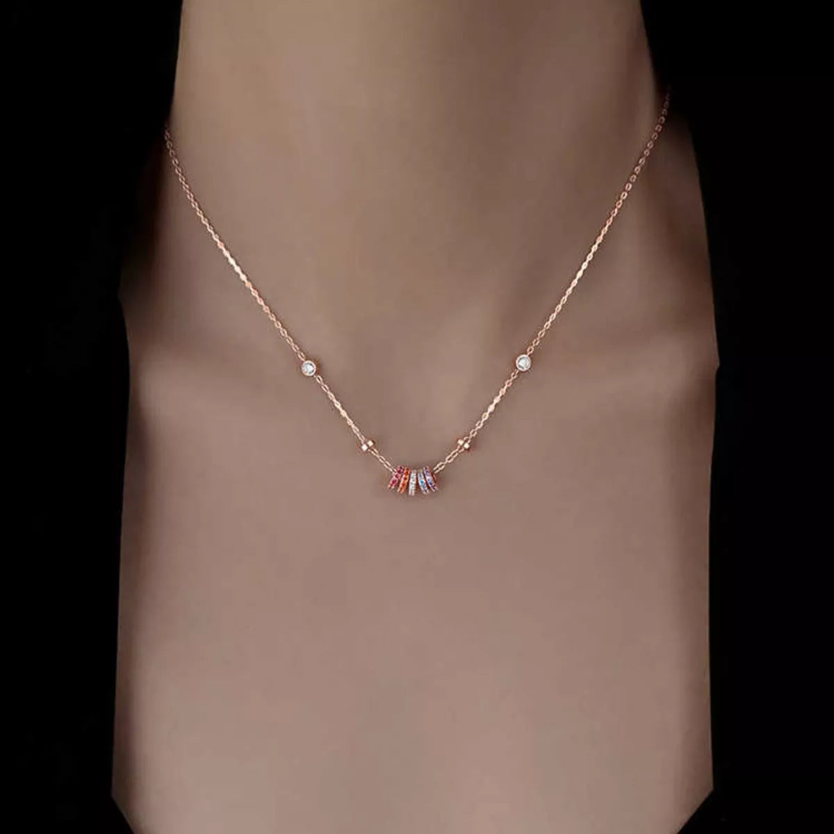 925 Sterling Silver Zircon Pendant Necklace - cas7m