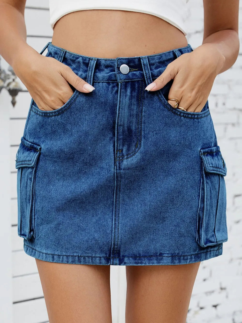 Cargo Denim Skirt - cas7m