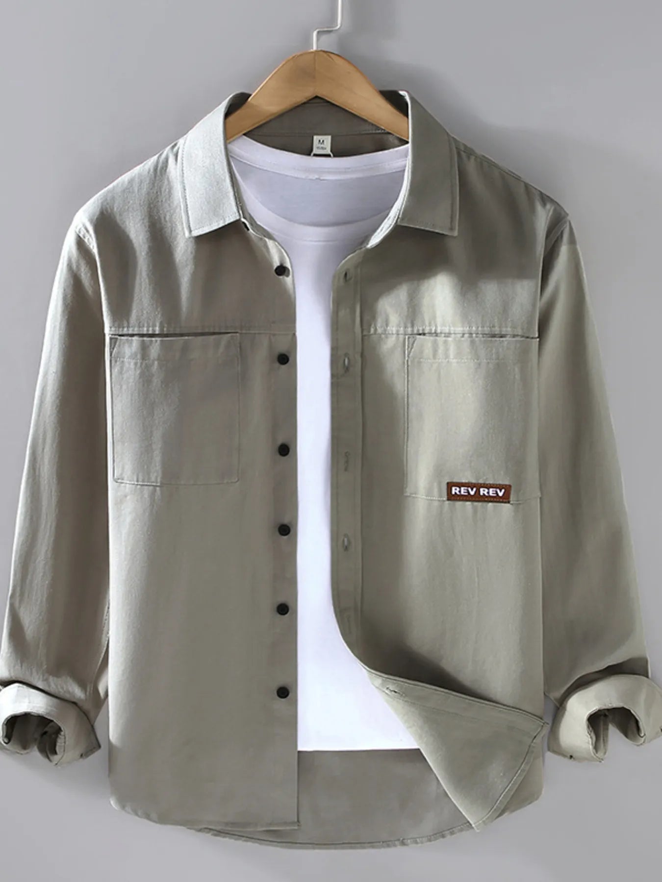 Men's Plus Size Button Up Long Sleeve Shirt - cas7m