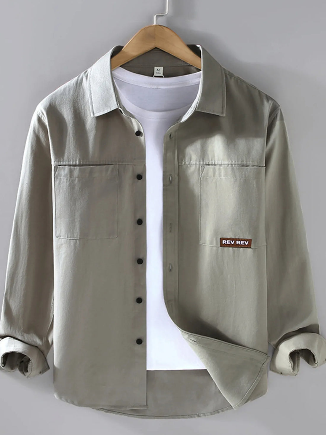 Men's Plus Size Button Up Long Sleeve Shirt - cas7m