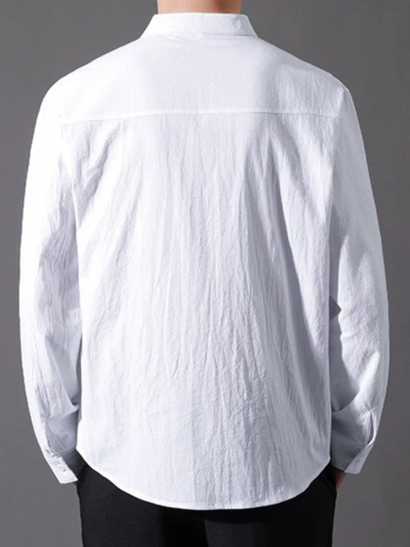 Men's Plus Size Button Up Long Sleeve Shirt - cas7m