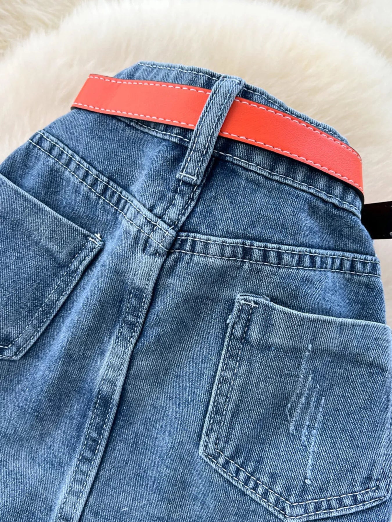 Full Size Striped Patchwork Denim Skirt Plus Size - cas7m