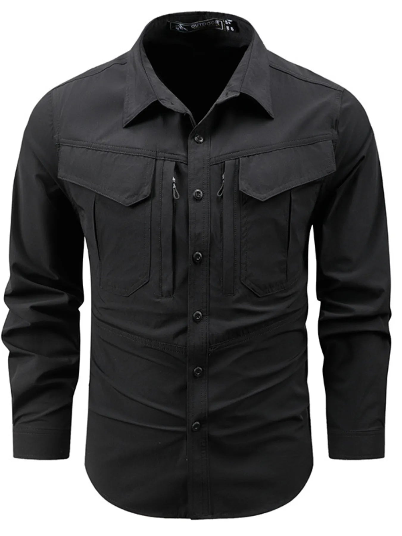 Men's Plus Size Button Up Long Sleeve Shirt - cas7m