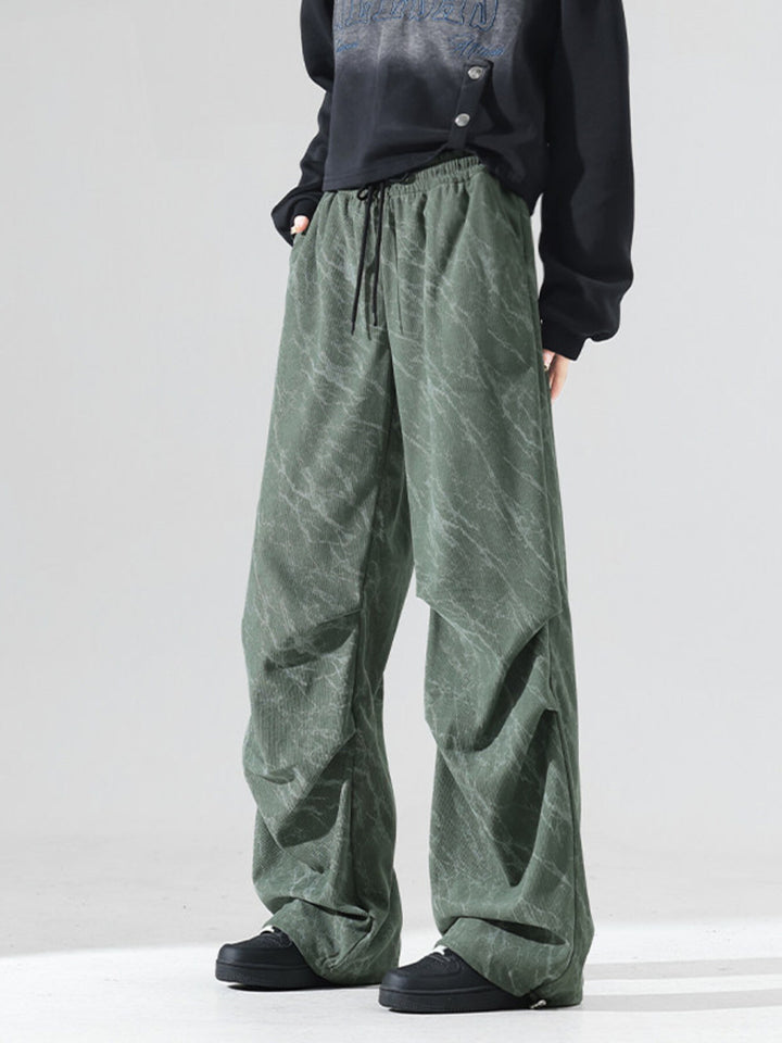 Men's Plus Size Vintage Wash Wide Leg Pants - cas7m