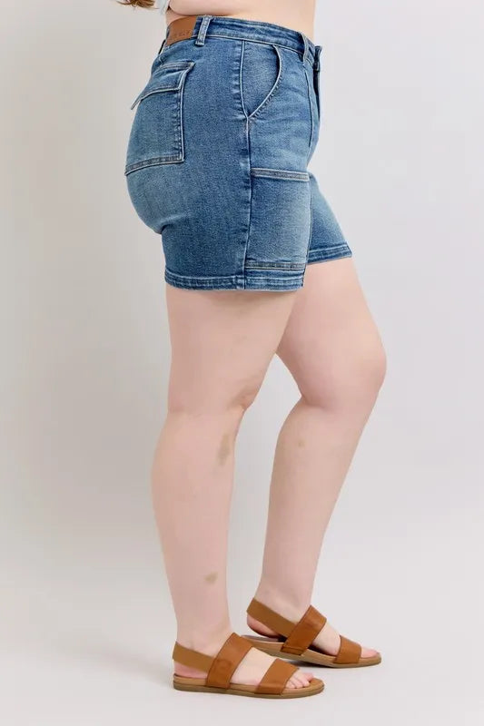 Judy Blue Full Size High Rise Denim Shorts Plus Size - cas7m