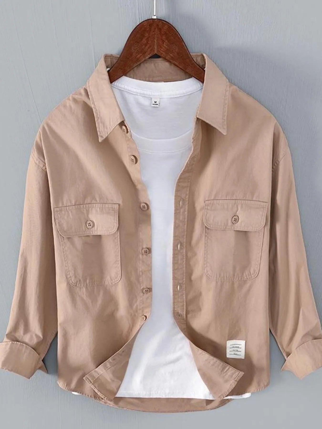 Men's Plus Size Button Up Long Sleeve Shirt - cas7m