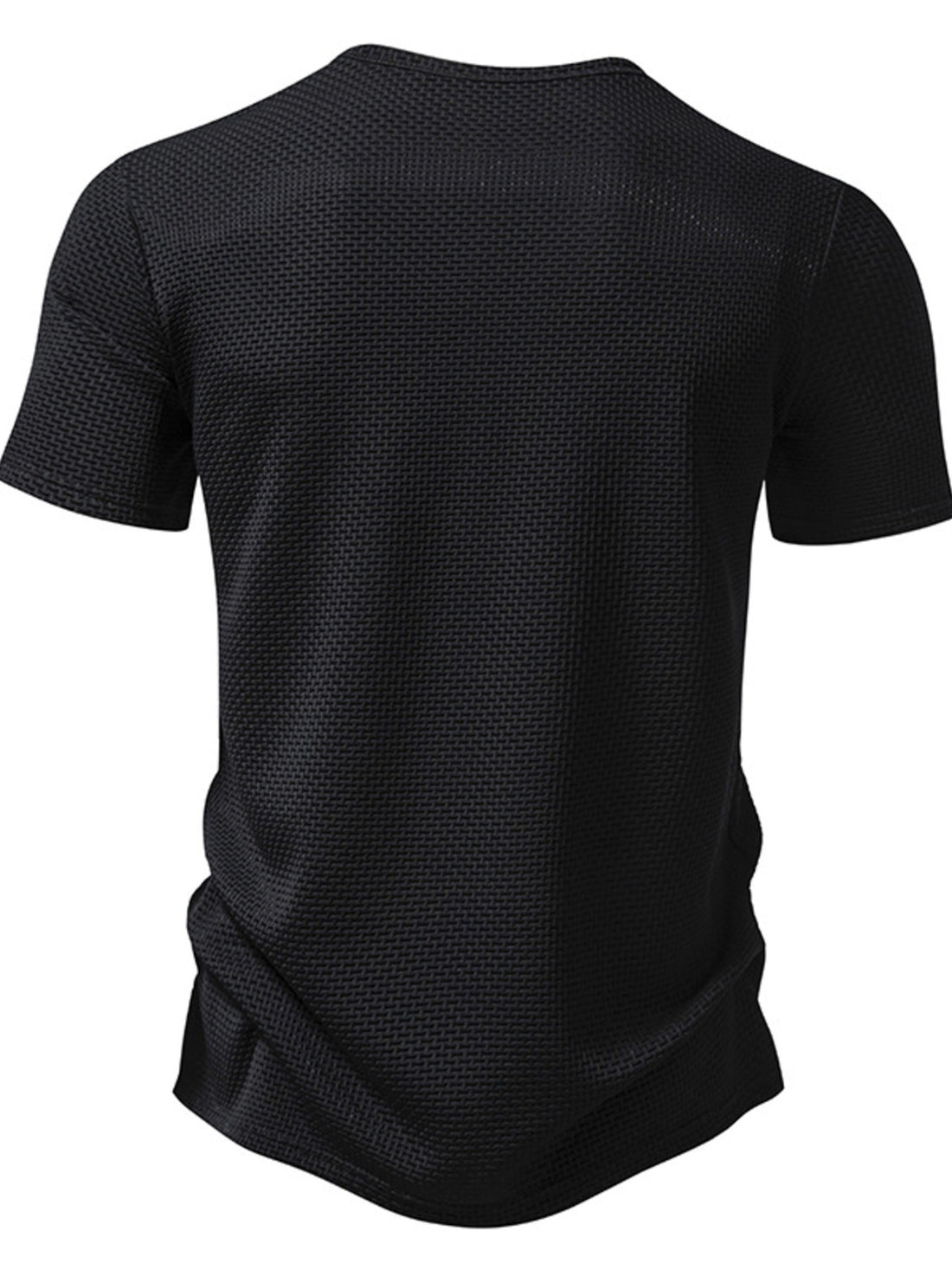 Men's Textured Henley Button Detail T-Shirt - cas7m