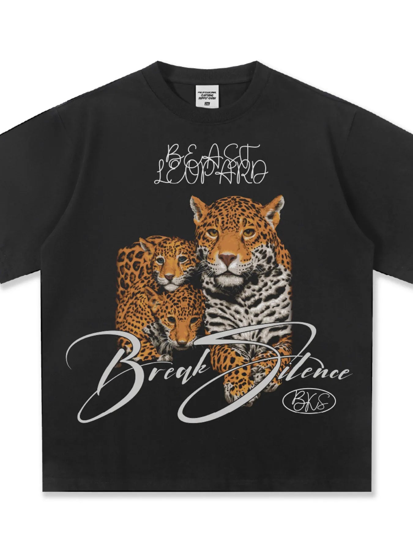 Men's Vintage Leopard Graphic Round Neck T-Shirt - cas7m