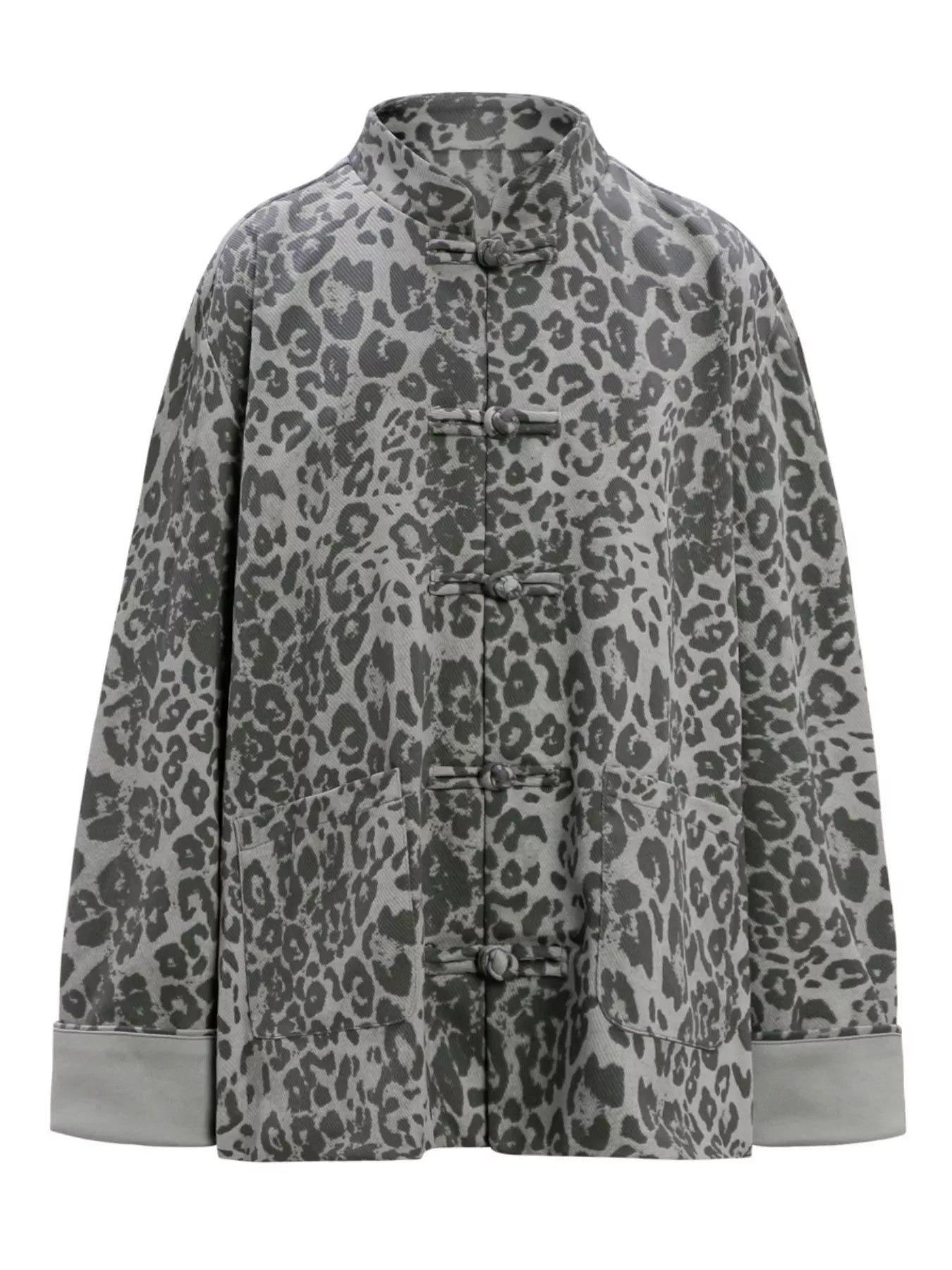 Men's Leopard Button Up Long Sleeve Shirt - cas7m